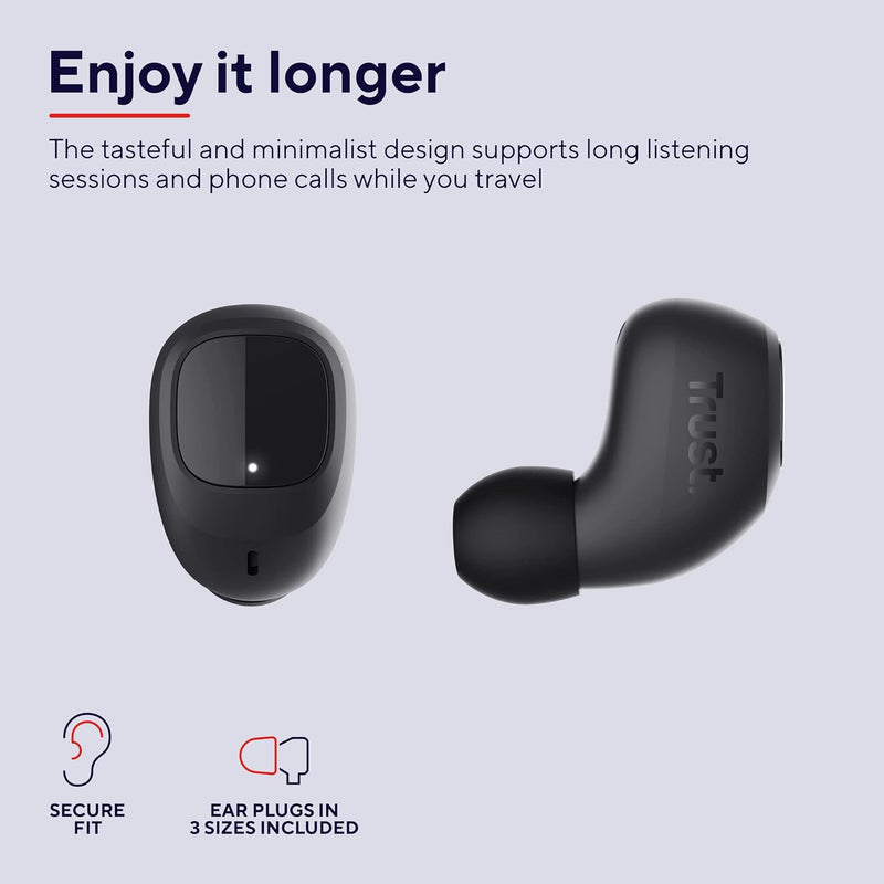 Trust Mobile Nika Compact Bluetooth Kopfhörer, In-Ear Kabellose Ohrhörer, Earbuds mit Ladecase, TWS,