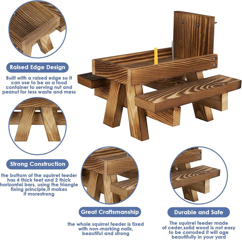 Eichhörnchen-Futterstation,Eichhörnchen-Futtertisch mit Schirm, Eichhörnchen-Picknicktisch aus Holz,