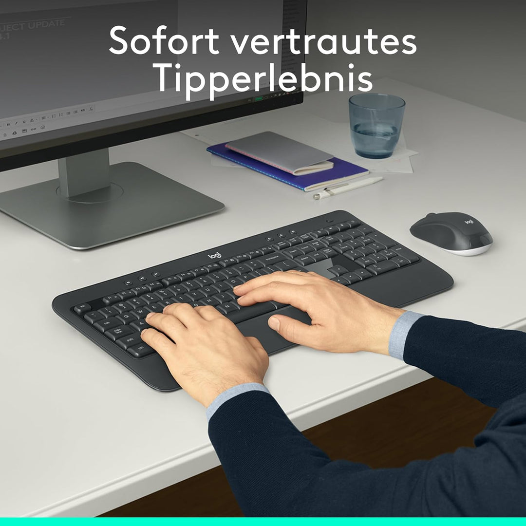 Logitech MK540 Advanced Kombi – Kabellose Tastatur und Maus für Windows, Deutsche QWERTZ-Tastatur –