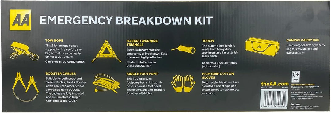 AA Car Essentials 5060114610651 Notfall-Pannen-Set Auto-Set Emergency Breakdown Kit, Auto-Set Emerge