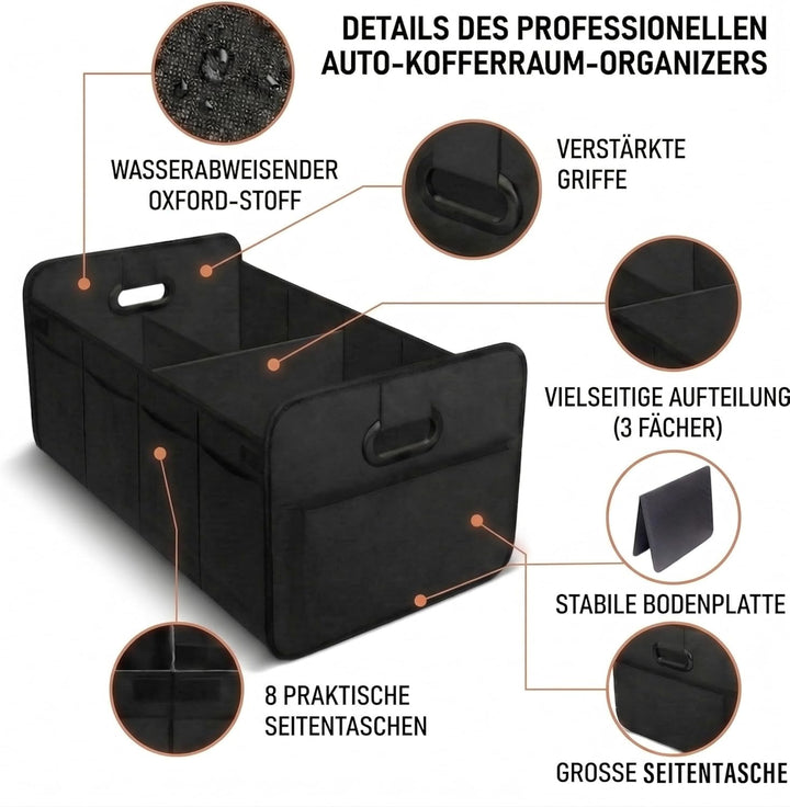 Kofferraum Organizer Auto Faltbare Kofferraumtasche mit verstärktem Boden & stabilen Tragegriffen Gr