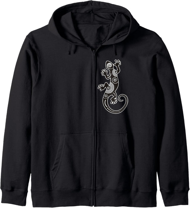 Gecko Reptilien-Silhouette mit Ornamenten 1 - Fan Fun Kapuzenjacke