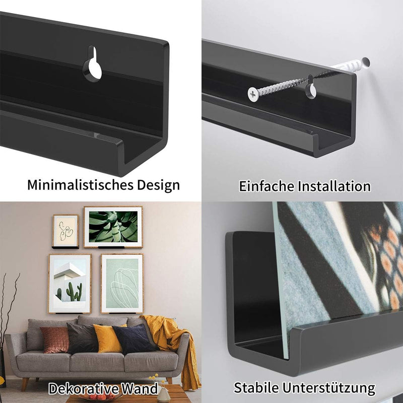HIIMIEI Vinyl Schallplatten Wandhalterung 6 er für Platten und Fotos, 30,5 x 4,3 x 4,5 cm Schallplat