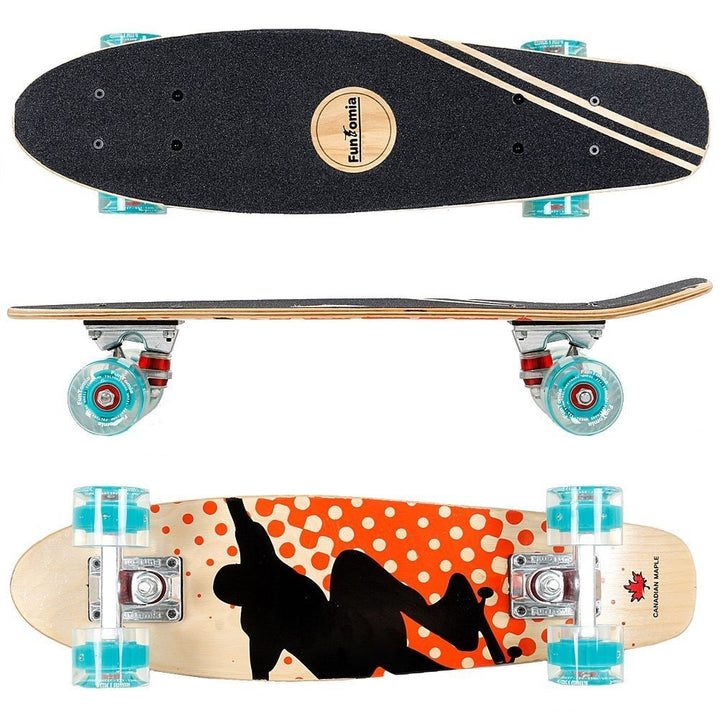 FunTomia Mini-Board Cruiser Skateboard 57cm aus 7-lagigem kanadischem Ahornholz inkl. ABEC-9 Kugella