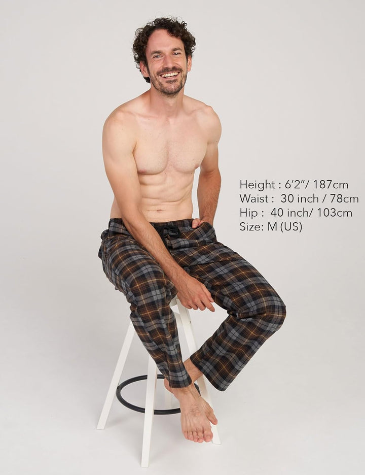 LAPASA Herren Fleece Pyjamahose Relaxed Fit Lounge Hose M128 M Wärmer: Baumwollflanell Baumwollflane