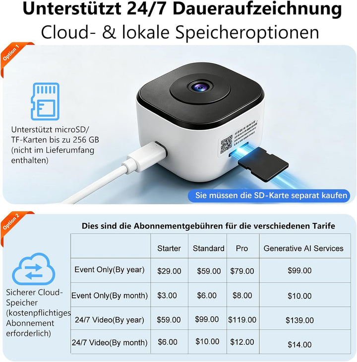 (2 Pack) 2K 3MP Überwachungskamera Innen für Fenster, Fensterkamera mit Farb-Nachtsicht, 5 GHz &amp; 2,4