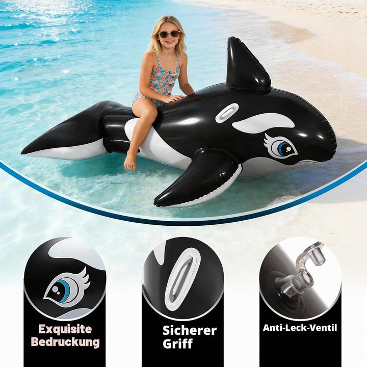 Luftmatratze Pool, dellyy Wal Schwimmtiere für den Pool, Aufblasbare Wal Wassertiere, Pool Float Kin