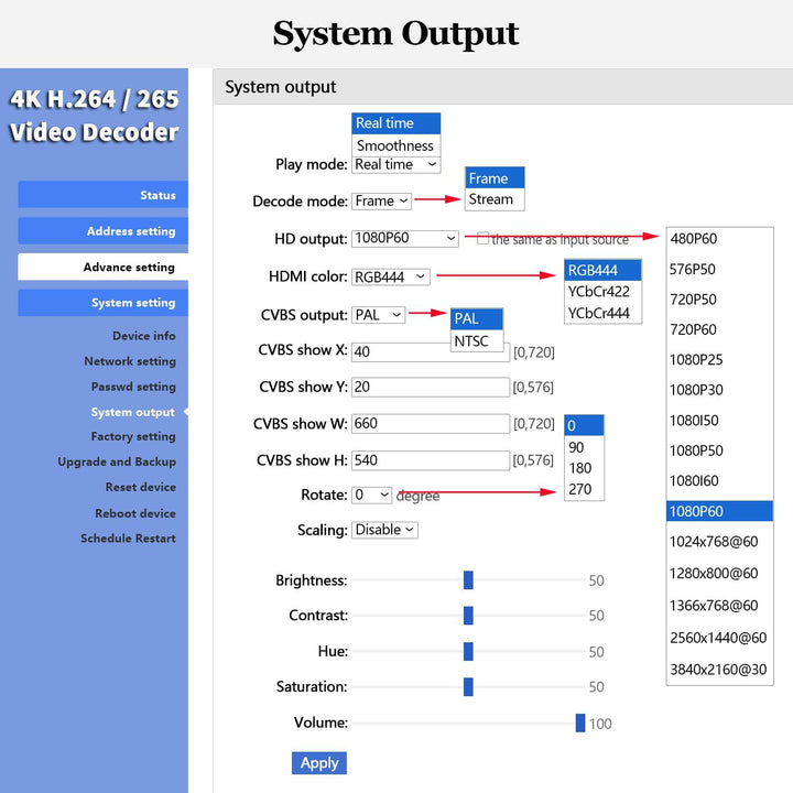 URayTech H.265 H.264 IP Video Decoder HDMI VGA CVBS Video Audio Streaming Decoder RTMP HLS RTSP UDP