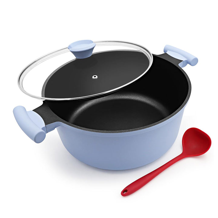 Kochtopf 24cm mit Deckel, aus Aluminiumguss, grosser 5L Schmortopf Gesunde Koch-Nudeltopf für alle H