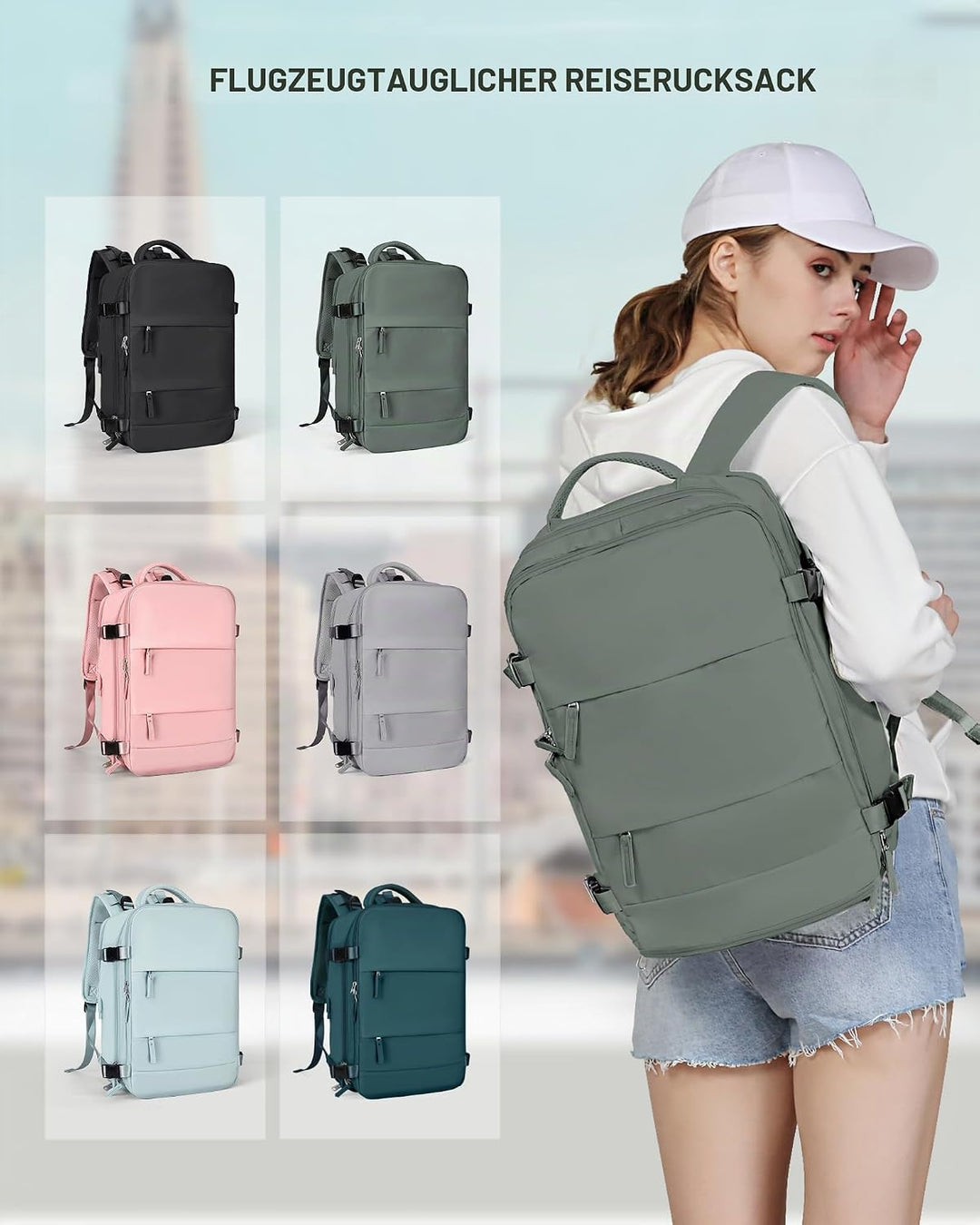 SZLX Grosser Reiserucksack Damen,Vakuum Rucksack mit Pumpe Ryanair Handgepäck 40x30x20 Herren, Wizza