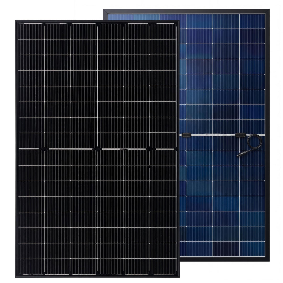 2x 450W Bifaziales Solarmodul, N-Typ Monokristallin 16BB Halbzellen-Modul, Ganz Schwarz Doppelglas,