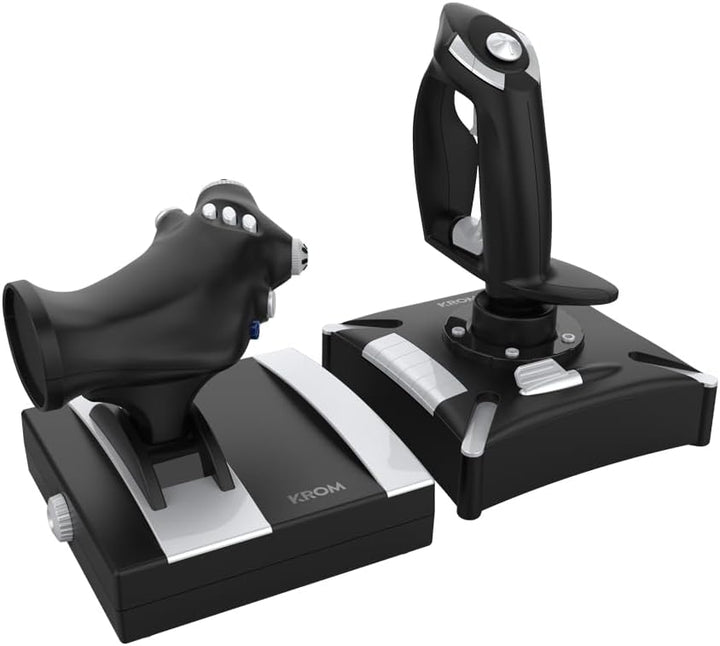 KROM K-FLIGHT Joystick Set, Flugsimulatorhebel, Drossel-/Lenkhebel, interner Vibrationsmodus, synthe