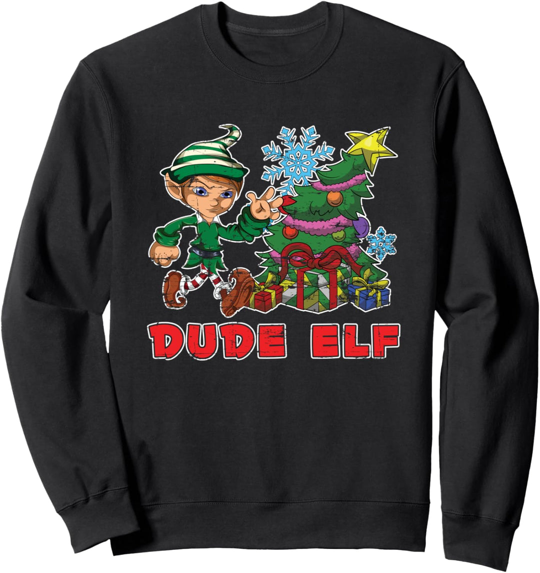 Pajama Partnerlook Geschenk Lustiger Weihnachtself Dude Sweatshirt