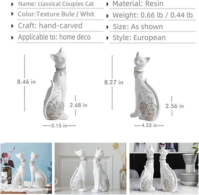 2 Stück/Set Katzenstatuen Heimdekoration Katzenfiguren Paar-Katzenstatuen für Heimdekoration, geeign