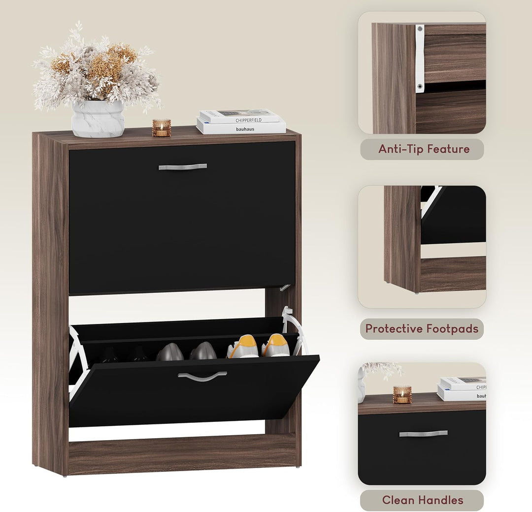 Vida Designs Schubladenboxen, Holz, Walnuss, Schwarz, Standard, Walnuss, Schwarz