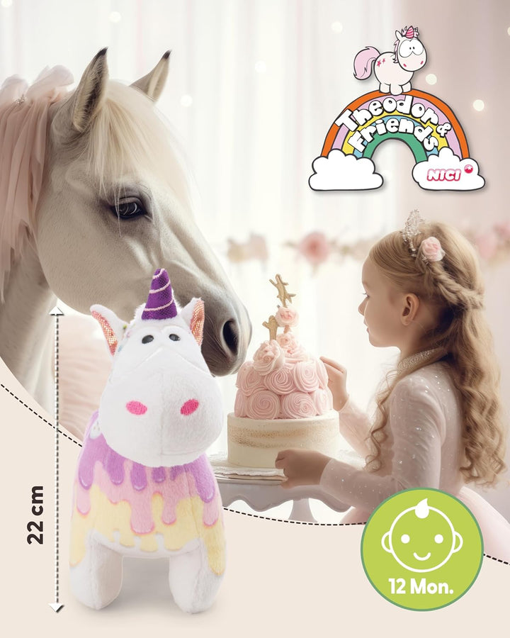 NICI Kuscheltier Einhorn Sweety Rainbow 22cm - Weiss - Weiches Plüschtier – niedliches Stofftier zum