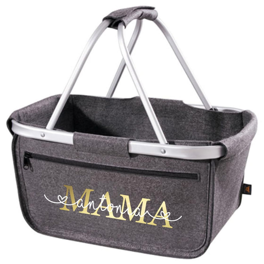Einkaufskorb Mama Mom - Personalisiert mit Name - Einkaufstasche faltbar Tragekorb mit Aufdruck - 45