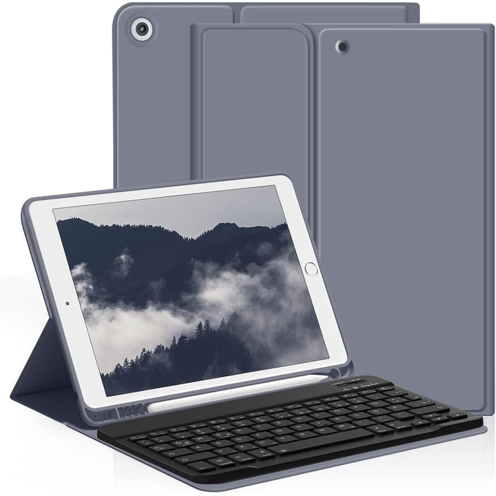 aoub Hülle mit Tastatur für iPad 9./8./ 7. Generation, Kabellose QWERTZ Tastatur Hülle mit Stifthalt