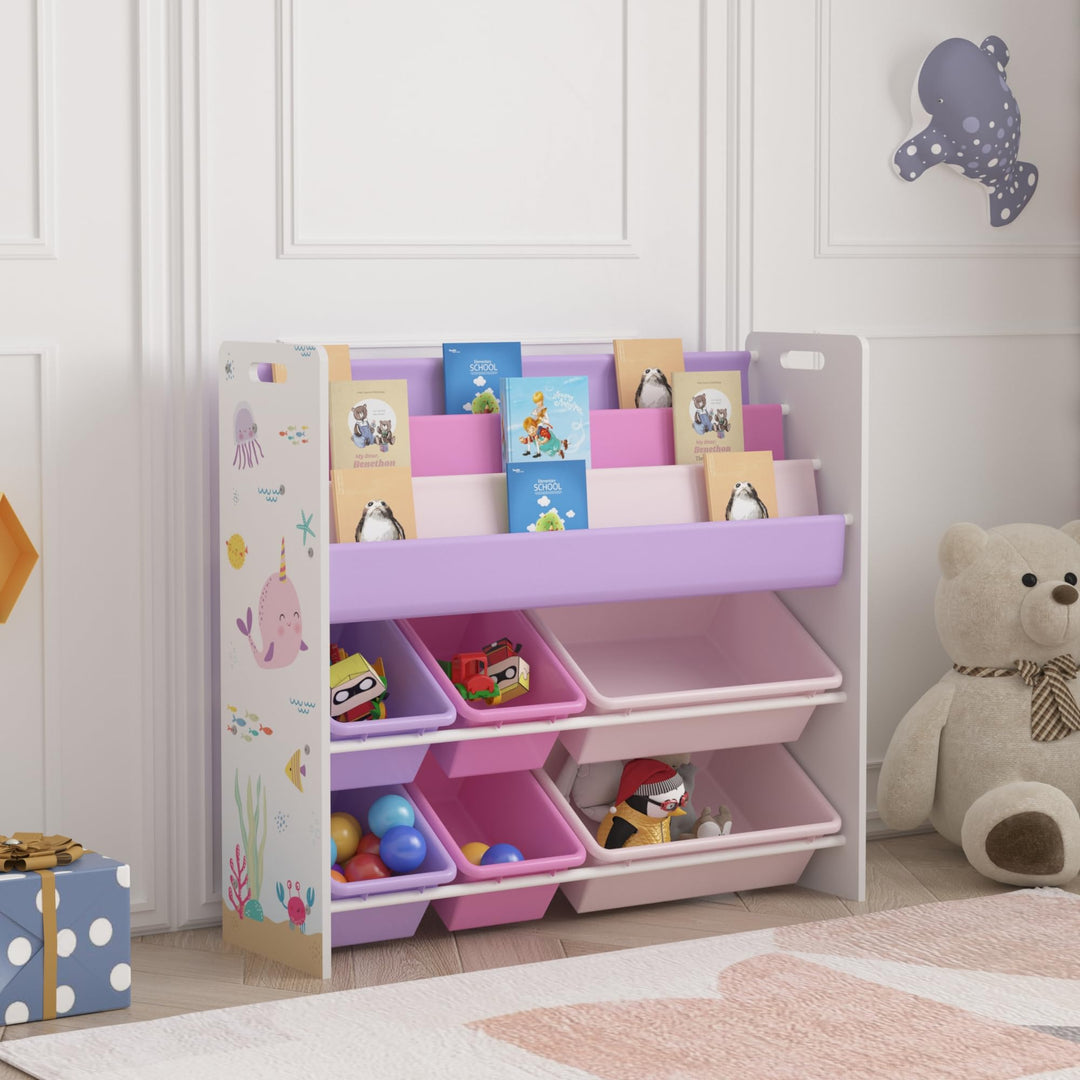 [en.casa] Kinderregal Rødøy Bücherregal für Kinder mit 6 Kisten Spielzeugregal 78 x 86 x 27 cm Spiel