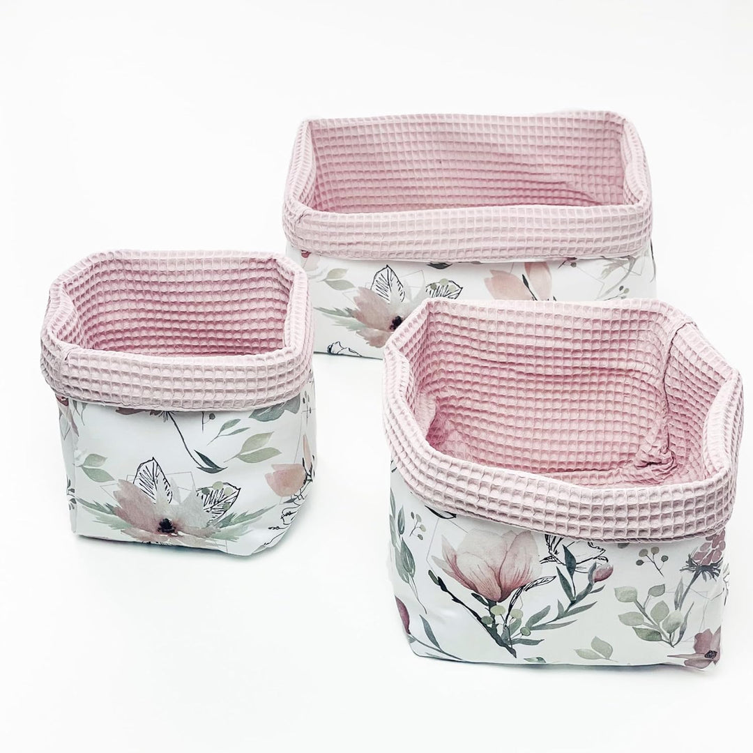 BABEES Aufbewahrungskorb Wickeltisch Baby, Körbchen Set 3 Stück, Organizer Wickelkommode, Utensilo A