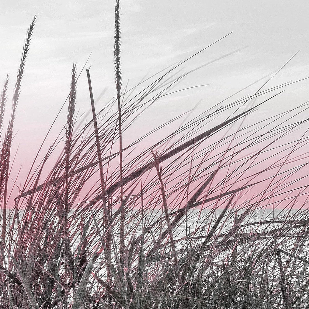 Runa Art Wandbild XXL Strand Sonnenuntergang Schlafzimmer Wohnzimmer 200 x 80 cm Rosa Grau 5 Teilig
