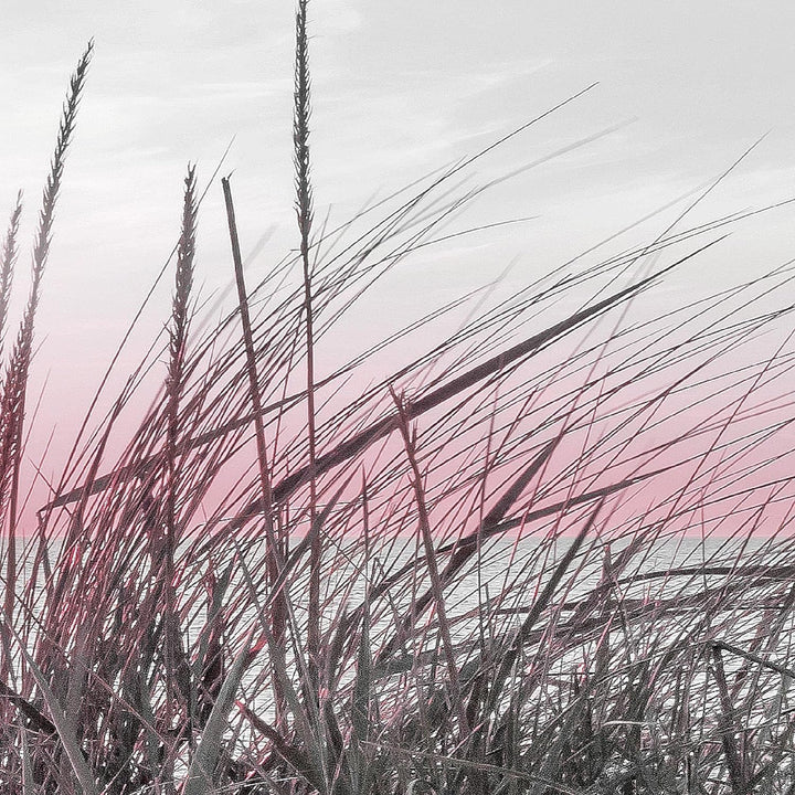 Runa Art Wandbild XXL Strand Sonnenuntergang Schlafzimmer Wohnzimmer 200 x 80 cm Rosa Grau 5 Teilig