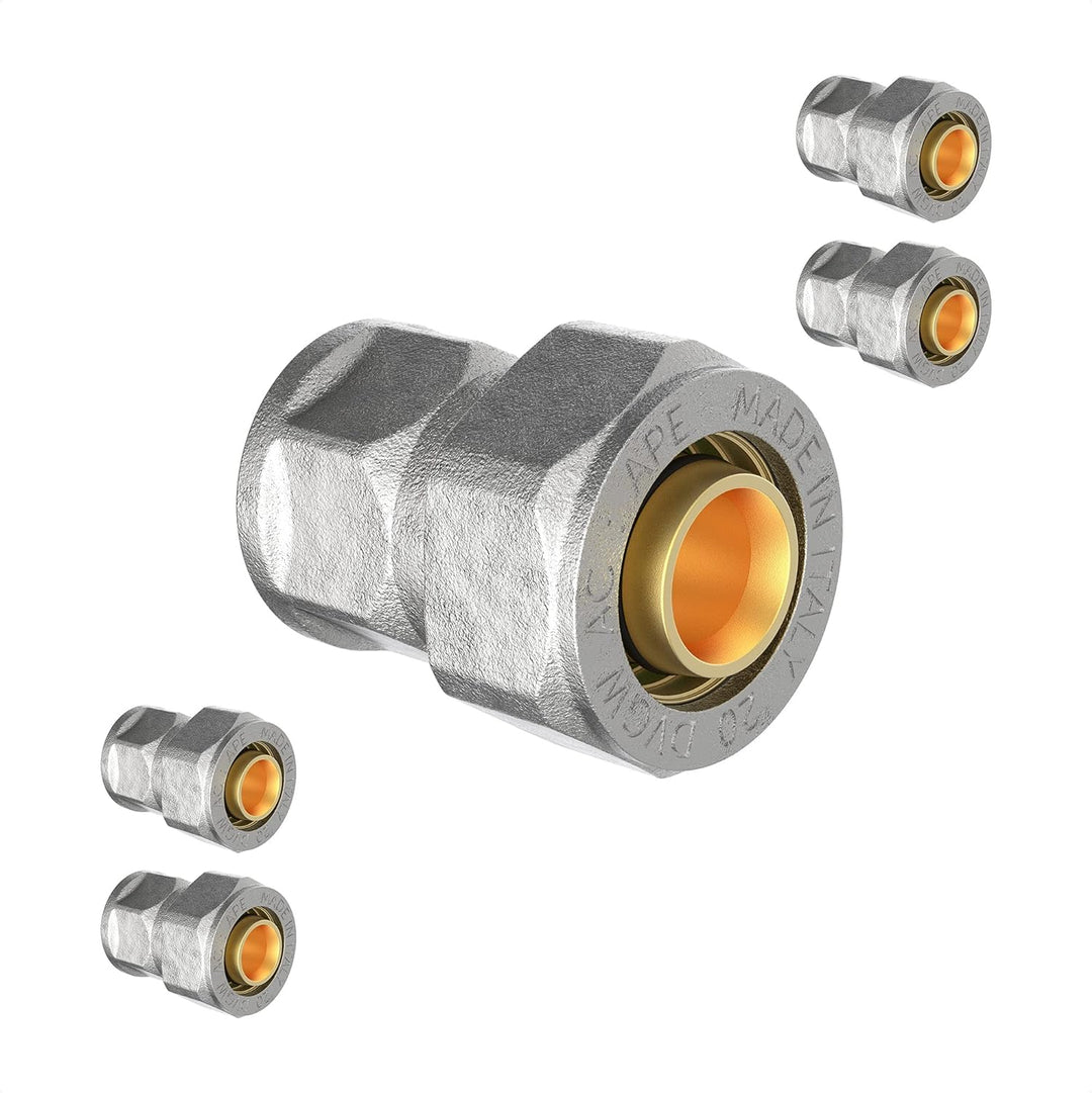 KIRCHHOFF | MSVR Rohr | 5er Set | Klemmringverschraubung 20 mm x 1/2" | Aluverbundrohr | für Heizung