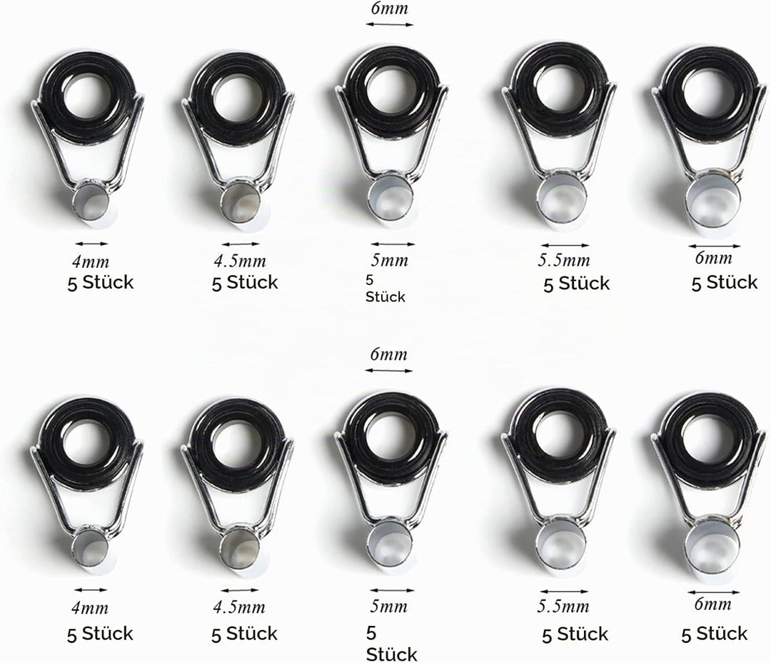 RiToEasysports Angelrute Führungs Ring, 45 Stück 9 Grösse Edelstahl Keramik Angelrute Pole Guide Rin
