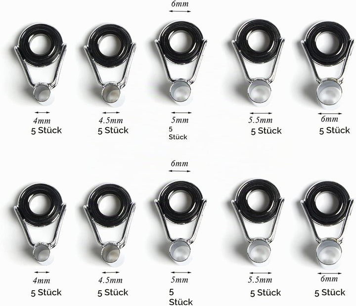 RiToEasysports Angelrute Führungs Ring, 45 Stück 9 Grösse Edelstahl Keramik Angelrute Pole Guide Rin