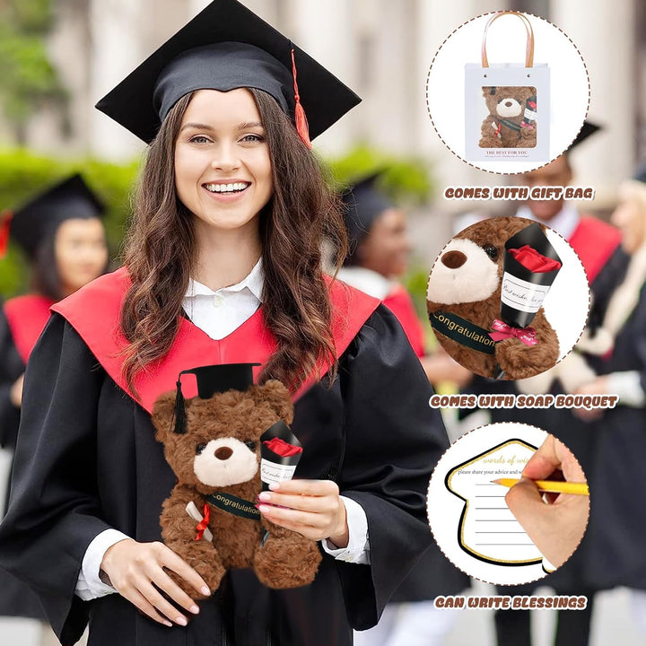 Hpbaggy Teddybär Plüschtier,Examensbär,Teddy Plüschbär mit Diplom und Doktorhut,Bachelor Abschluss G