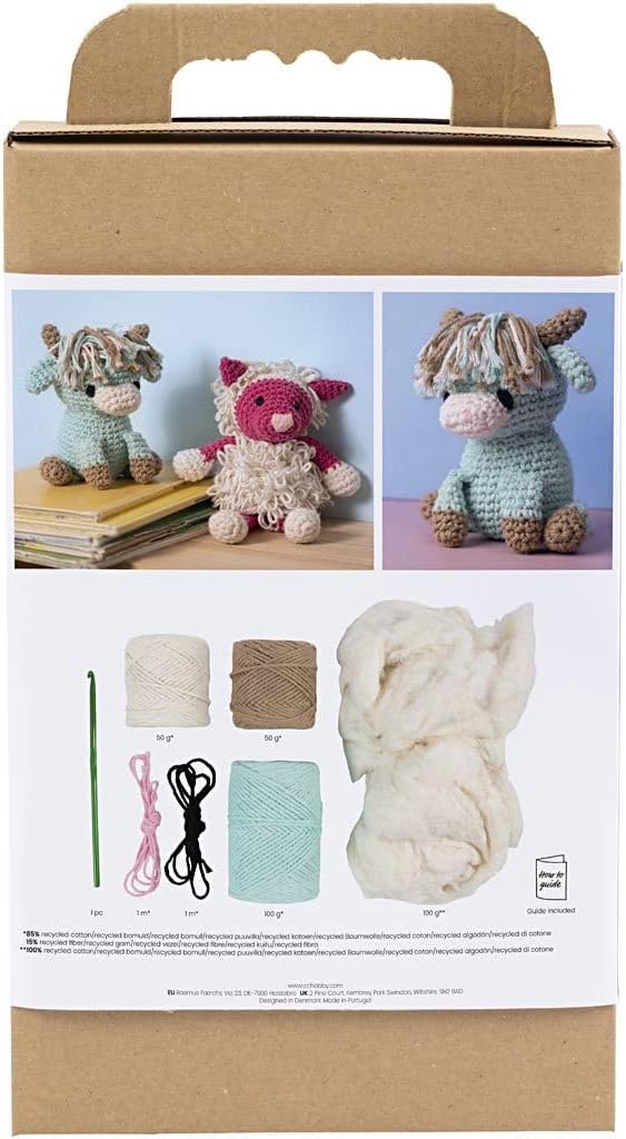 Creativ Company Amigurumi DIY Häkelset Kuh - Beige, Mint Kuh - Beige, Mint - Höhe: 20cm, Kuh - Beige
