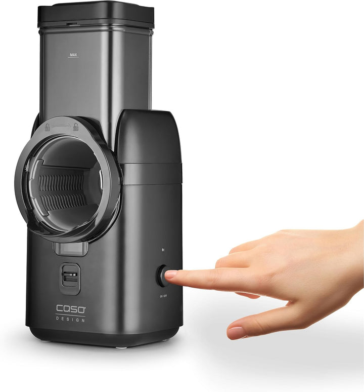 CASO MultiSlicer, Elektrische 5-in-1 Multireibe, Reiben & Raspeln von Obst, Gemüse,Käse & mehr, 5 Ei