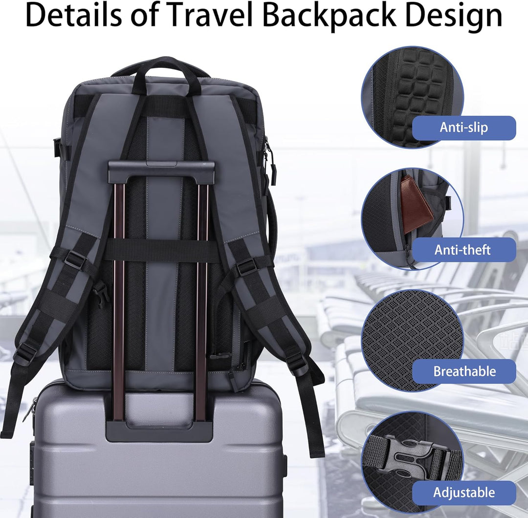HOMIEE Reiserucksack 40L Grosser Rucksack Herren Wasserdicht 15.6-17.3 Zoll Laptoprucksack Handgepäc