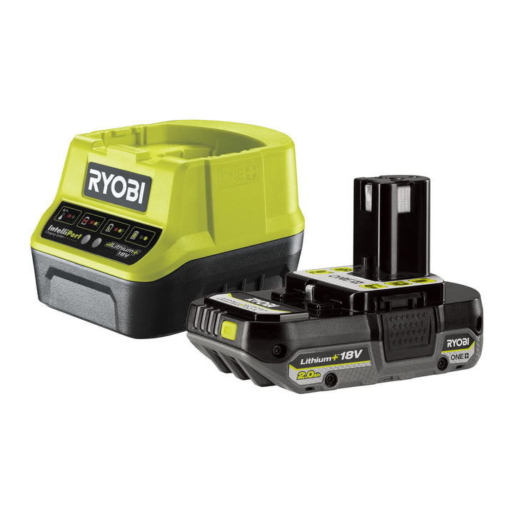 RYOBI 18 V Akku-Starter-Set RC18120-120C (2,0 Ah Lithium+ Akku, Schnellladegerät mit 2,0A Ladestrom,