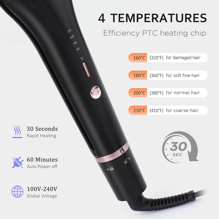 [19/25/28/32mm] Welleneisen für Haare - janelove 4-in-1 Lockenstab für Beach waves/Natürlich Wellen/