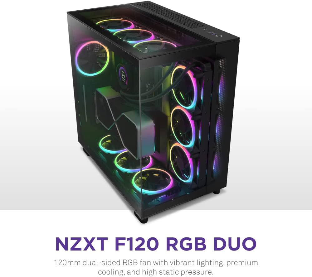 NZXT F120 RGB Duo – 120 mm doppelseitiger RGB-Lüfter – 20 individuell adressierbare LEDs – ausgewoge