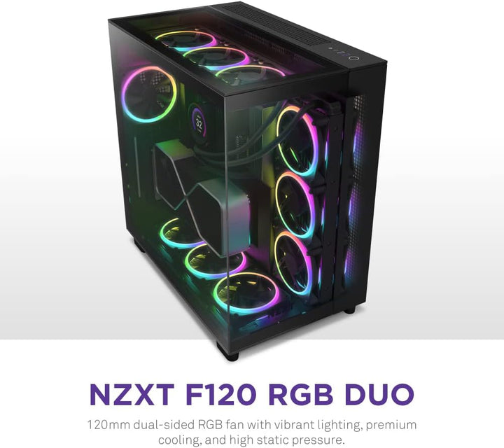 NZXT F120 RGB Duo – 120 mm doppelseitiger RGB-Lüfter – 20 individuell adressierbare LEDs – ausgewoge