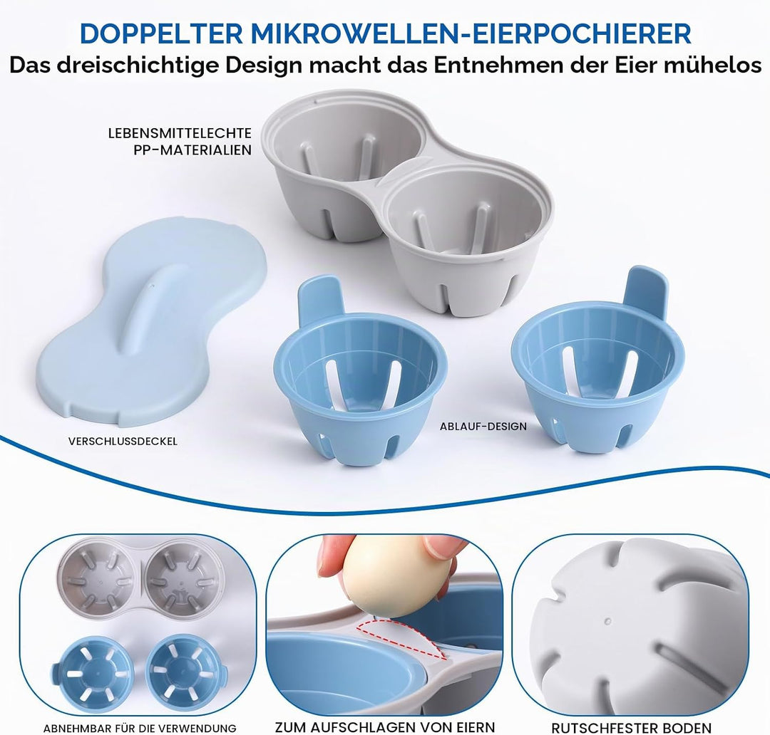 Eierkocher Mikrowelle, Eierkochers 2 Eier, Pochierte Eier Maker, Eierkocher für die Mikrowelle, Eier