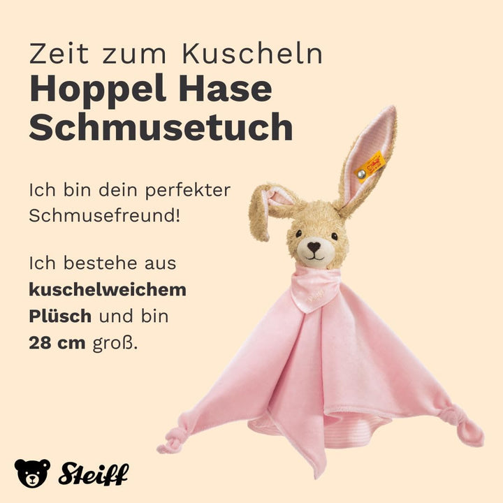 Steiff 237546 Hoppel Schmusetuch 28 rosa Hase, Medium, Rosa