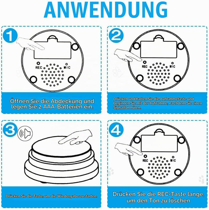 Buzzer mit Aufnahmefunktion, 6 Stück Haustier Talking Training Antwort Buzzer, Haustier Ausbildung T
