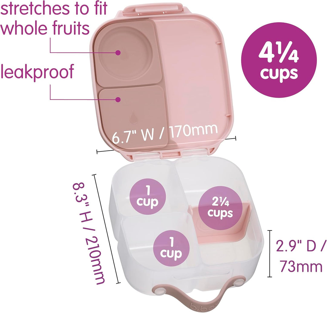 b.box Mini Lunchbox | Bento Box with 3 Compartments (2 Leakproof) | Ideal for Toddlers, Kids Lunch &