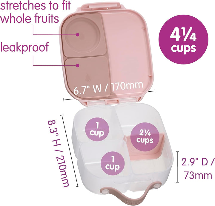 b.box Mini Lunchbox | Bento Box with 3 Compartments (2 Leakproof) | Ideal for Toddlers, Kids Lunch &