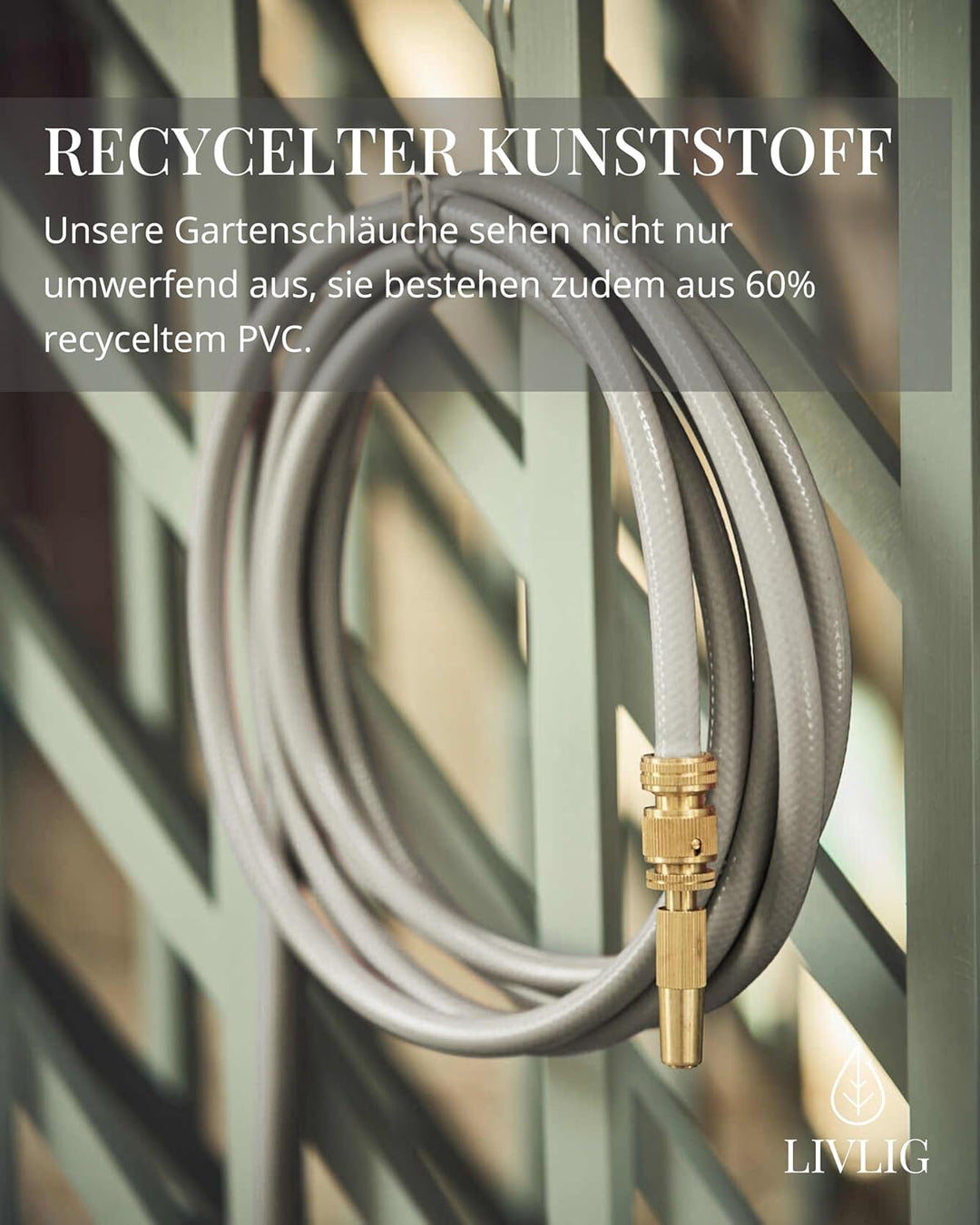 LIVLIG Gartenschlauch 30m, Gartenschlauch 1/2 Zoll Made in Germany, Wasserschlauch 30m aus recycelte