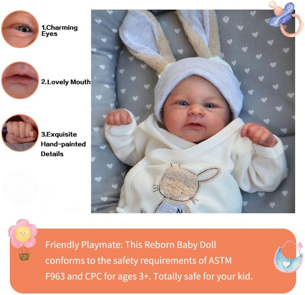 Zero pam Reborn Puppe Lebensecht 42 cm Silikon Baby Puppen Wie Echt Realistisch Newborn Babys Puppe