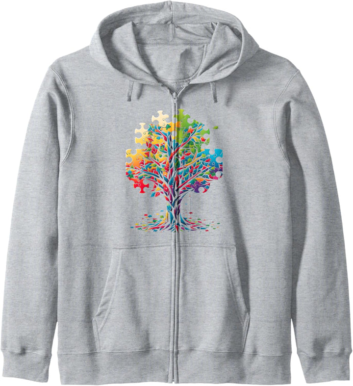 Neurodiversity Autism Awareness Bunte Baum-puzzleteile Kapuzenjacke