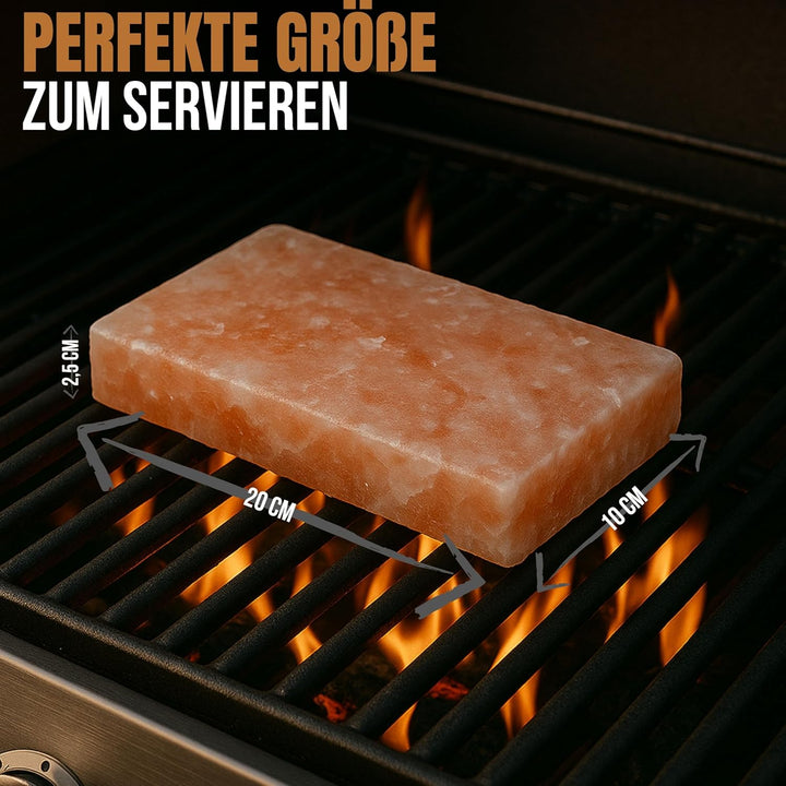 Salzstein Grill 2er Set mit Geschenkverpackung - BBQ Grillstein aus Gebirgssalz für intensiven Gesch