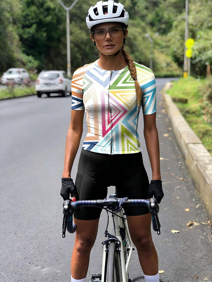 Wulibike Radtrikot Damen Langarm Fahrradtrikot Atmungsaktiv Rennrad Trikot mit 3 Rückentaschen 2-wei