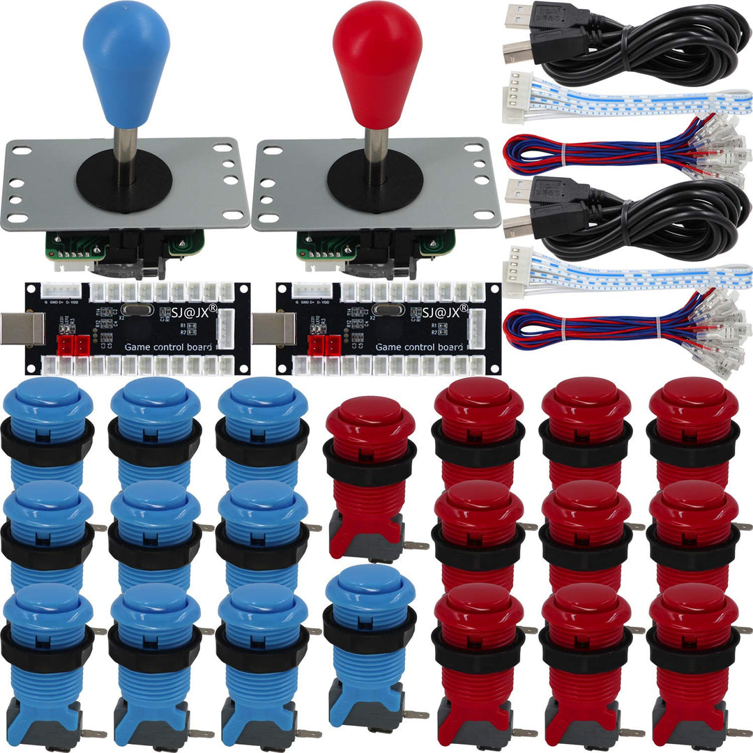 SJ@JX Arcade Game 2 Player Controller DIY Kit Microswitch Button 4&8 Way Joystick Zero Delay USB Enc