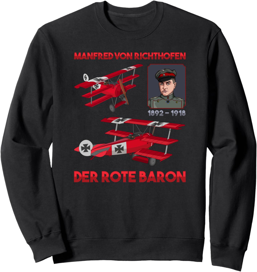 Roter Baron Fokker DR1-Dreidecker WWI-Jäger-Ass Porträt Sweatshirt
