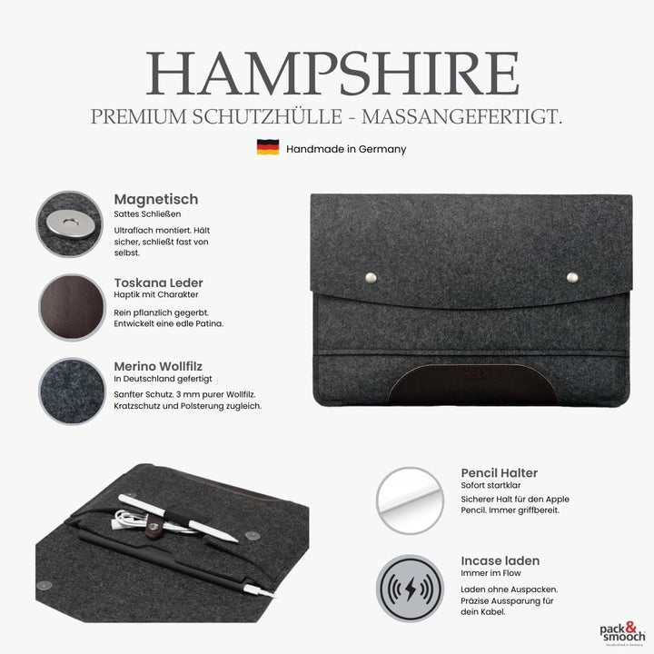 Pack & Smooch Für iPad/iPad Pro 11" / Air 10.9" + Magic Keyboard Hülle Sleeve Case 100% Wollfilz Pfl